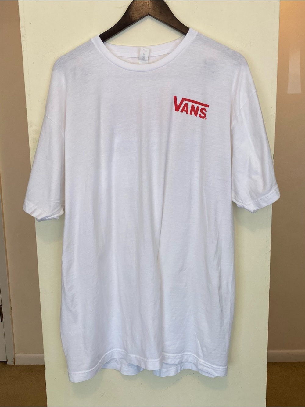 Vans Off The Wall White Mens XXL T-Shirt Red & Black Logo Short Sleeve Tee Shirt